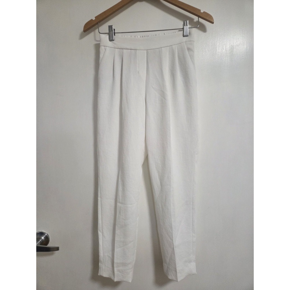 Babaton Aritzia White Textured Pull On Ankle Pants Women's Size 00 Career Casual